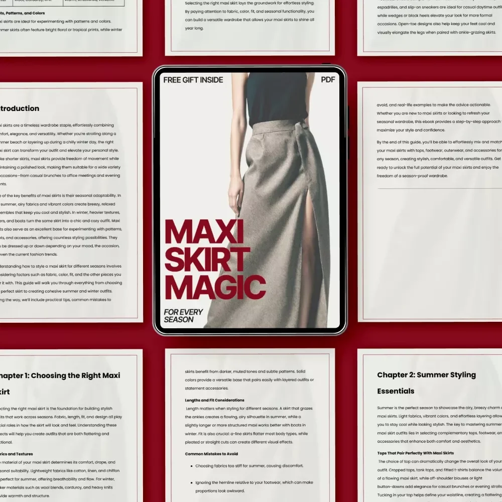 Maxi Skirt Magic for Every Season | Ebook Guide on How to Style a Maxi Skirt for Summer and Winter | Year-Round Outfit Ideas