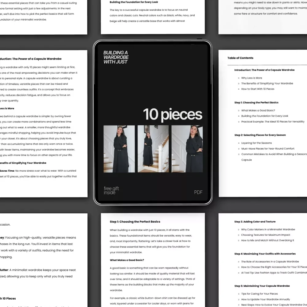Building a Wardrobe with Just 10 Pieces – Capsule Wardrobe Guide, Minimalist Fashion eBook, 10-Piece Closet Checklist & Outfit Planning Download