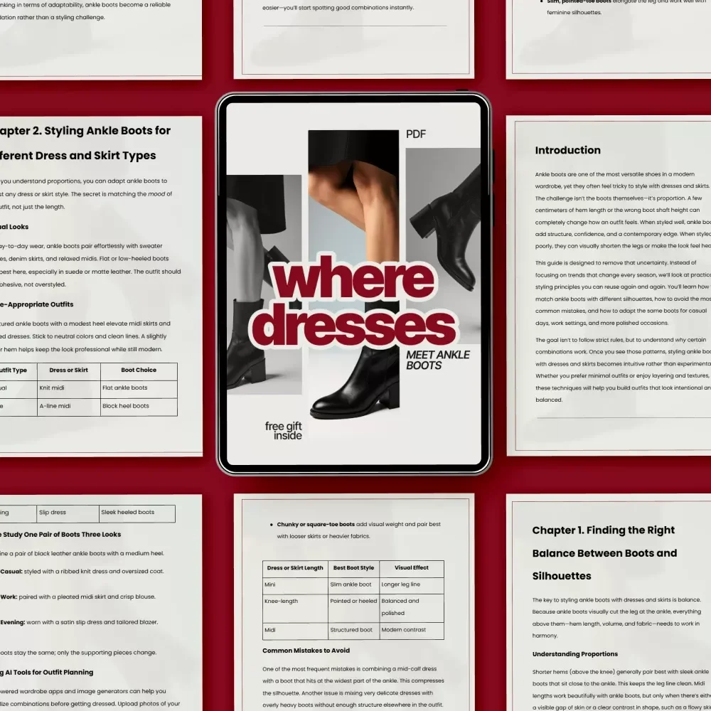 Where Dresses Meet Ankle Boots – Digital Style Guide for Styling Ankle Boots with Dresses, Skirts & Capsule Wardrobes
