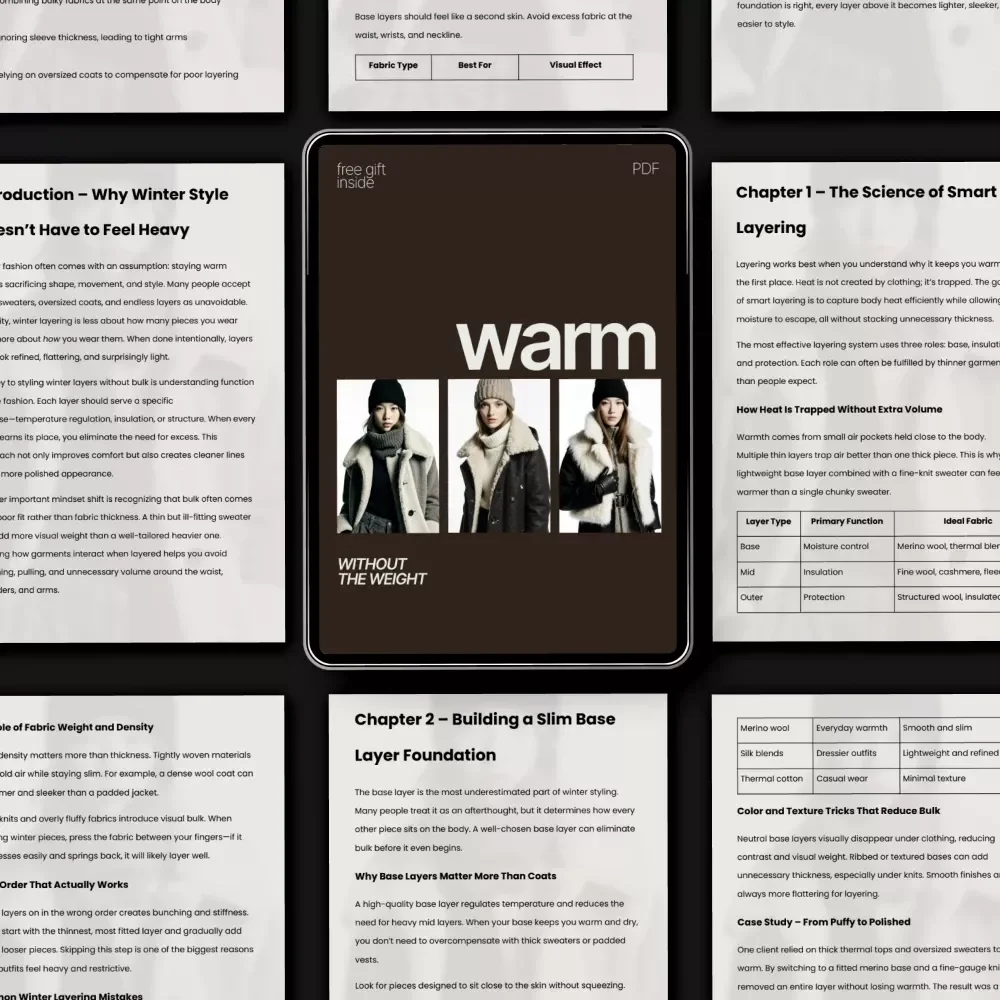 Warm Without the Weight – A Smart Winter Styling Ebook | How to Style Winter Layers Without Bulk Guide