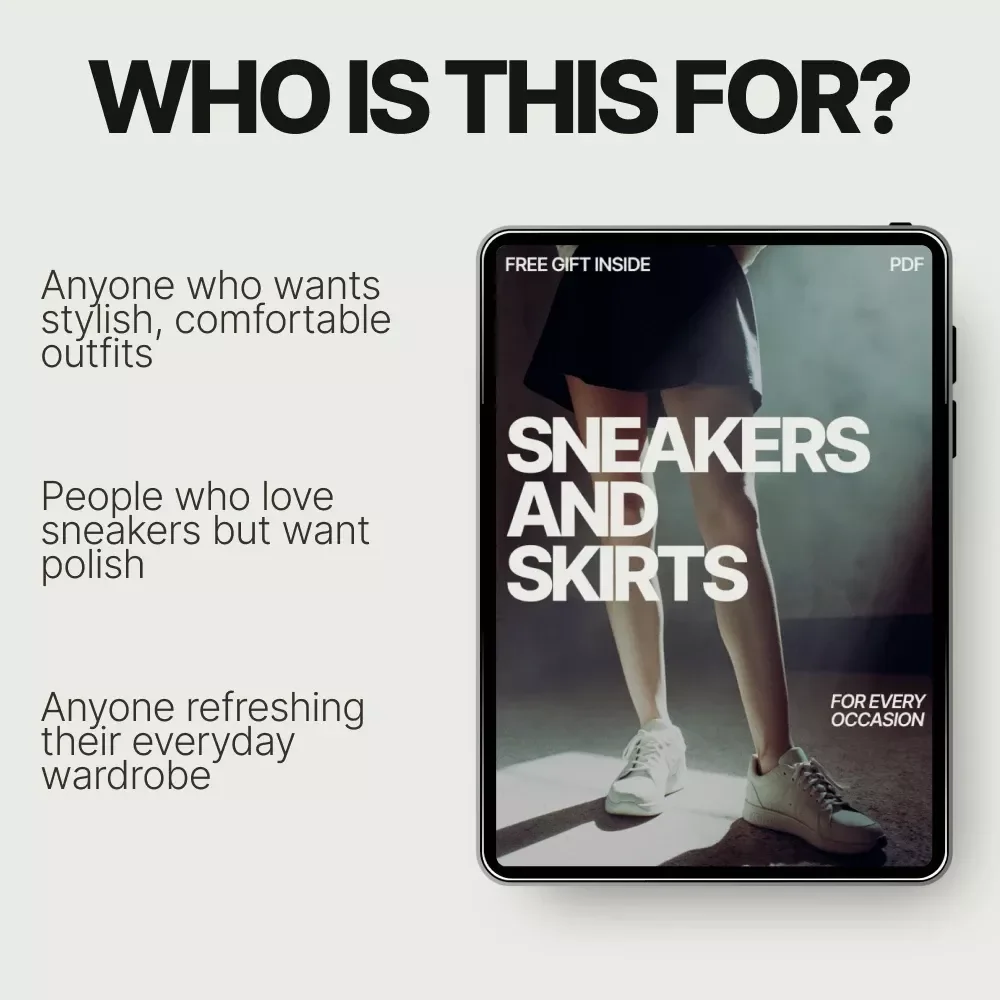 Sneakers and Skirts for Every Occasion | Style Guide eBook, Outfit Ideas with Sneakers, Skirts & Dresses, Casual Chic Capsule Wardrobe Download