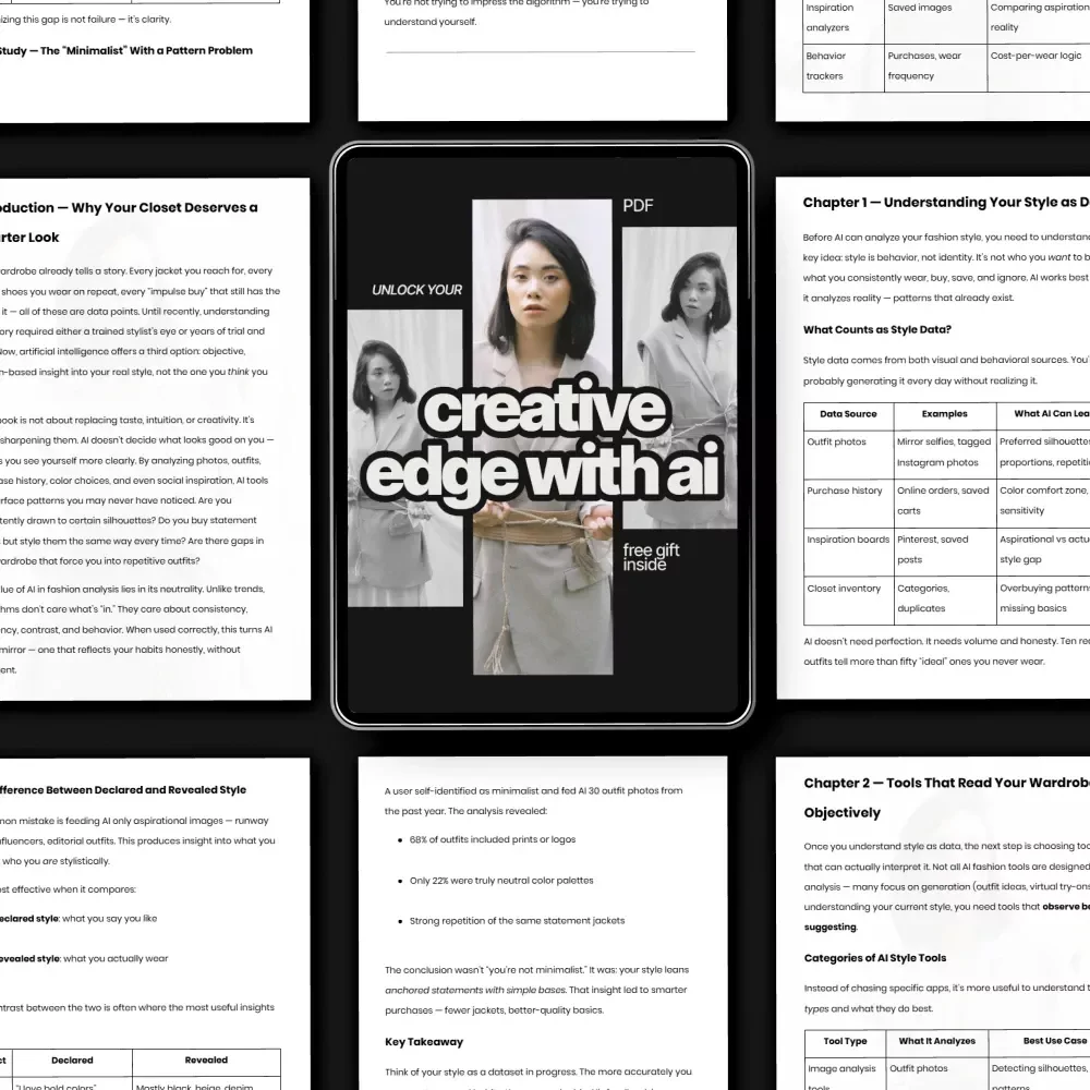 Unlock Your Creative Edge with AI – Practical eBook Guide to ai for analyzing your current style, Discover Your Unique Voice, Improve Consistency & Creativity, Digital Download for Creators