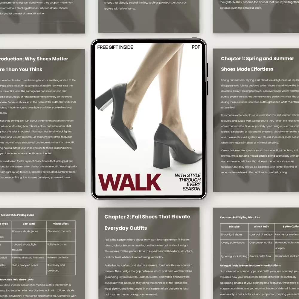Walk With Style Through Every Season | A Practical Guide on how to style shoes for every season | Year-Round Outfit & Shoe Pairing Digital Download