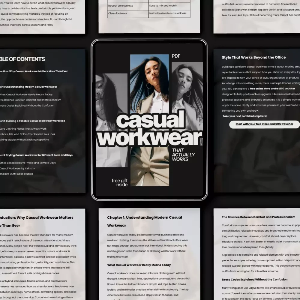 Casual Workwear That Actually Works | Ebook Guide on How to Style Casual Workwear for Modern Professionals, Smart Casual Office Looks, Everyday Outfit Systems