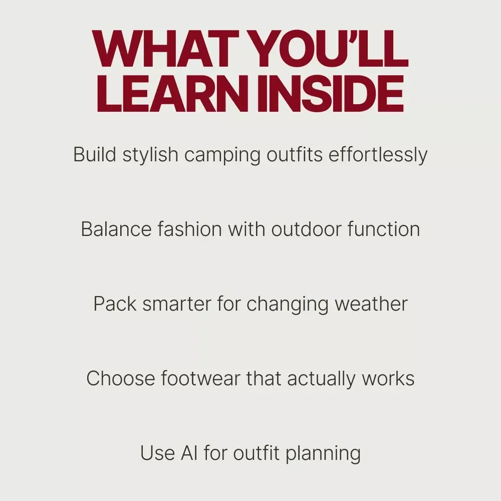 The Chic Camper’s Guide to Outdoor Fashion – A Stylish Guide on how to dress for a camping trip in style | Digital Download