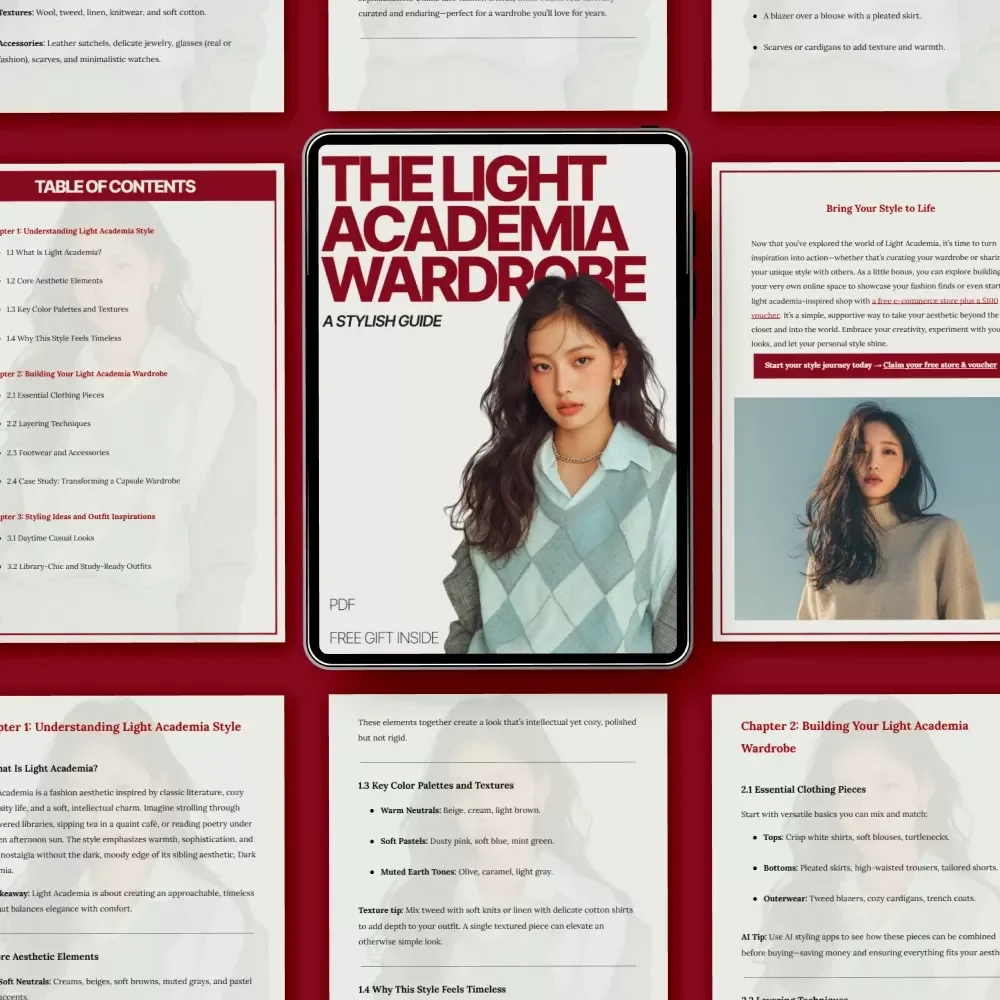 The Light Academia Wardrobe: A Stylish Guide | Light Academia Outfit Ideas, Elegant Capsule Style Guide, Digital Fashion Download