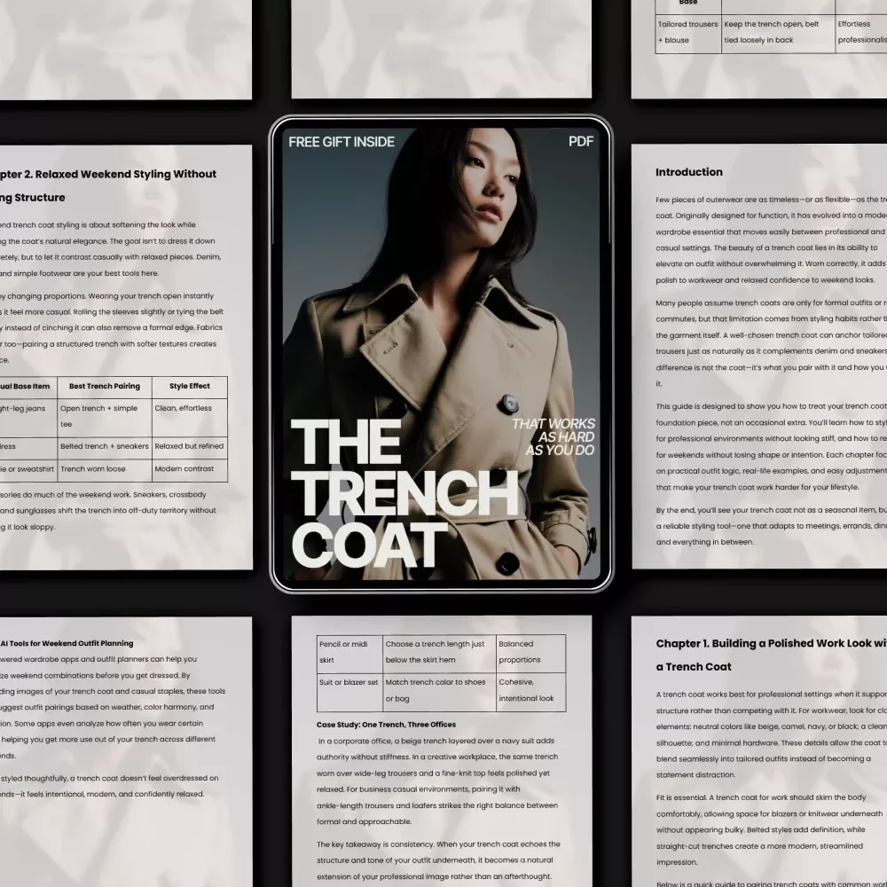 The Trench Coat That Works as Hard as You Do – Digital Style Guide for Workwear, Office to Weekend Outfits, Trench Coat Styling eBook