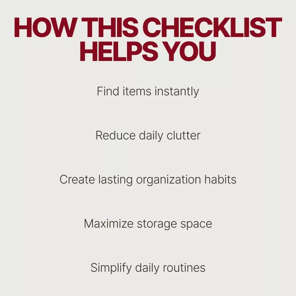 A Step-by-Step Home Organization Checklist – How to Organize Accessories at Home, Printable Digital Checklist for Clutter-Free Living