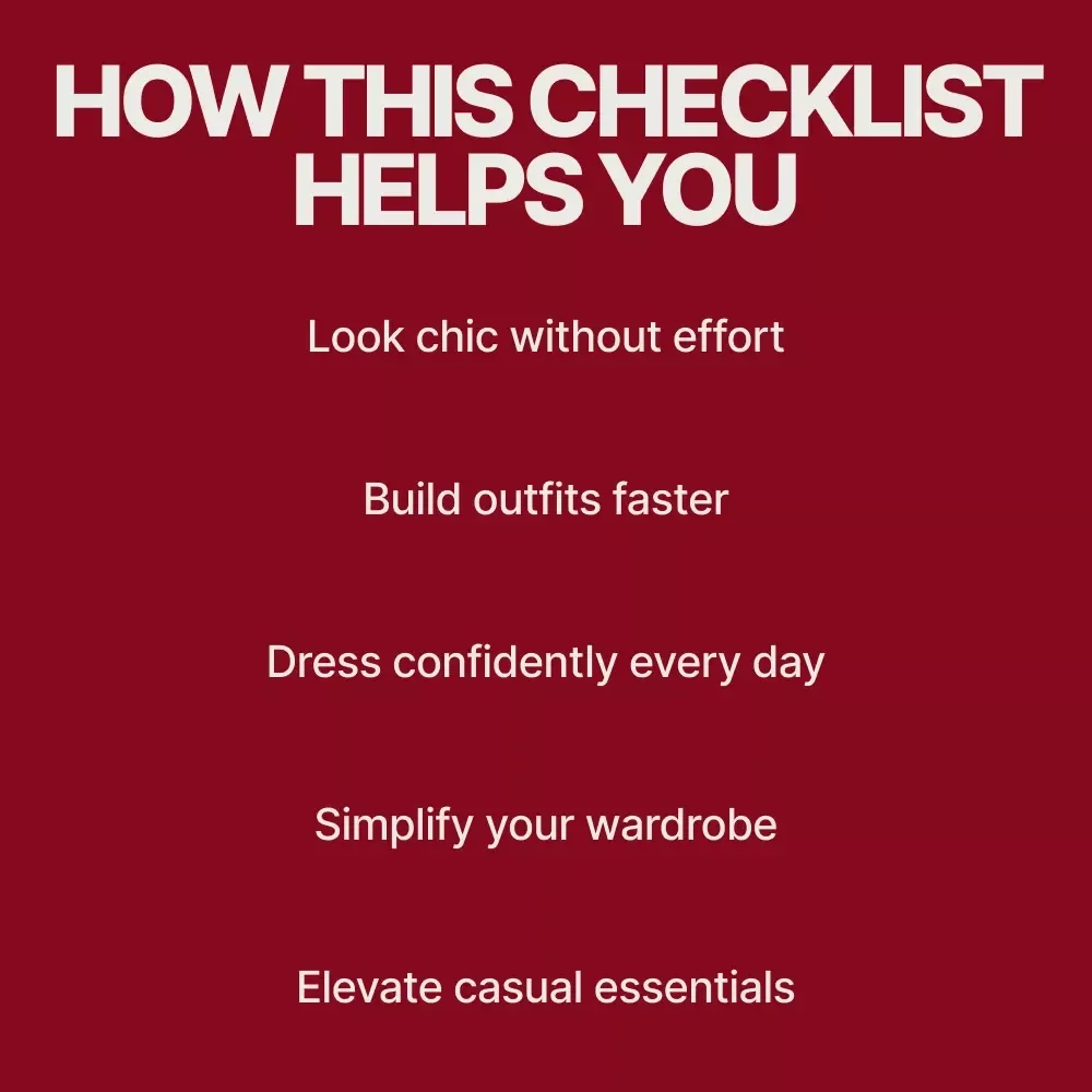 Effortlessly Polished Casual Chic Checklist | Everyday Style Guide for Modern Women | Easy casual chic outfit ideas | Digital Download
