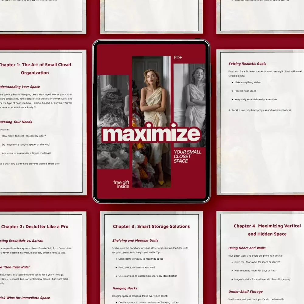 Maximize Your Small Closet Space | Practical Ebook Guide on How to Make a Small Closet Look Organized, Declutter & Store Smarter