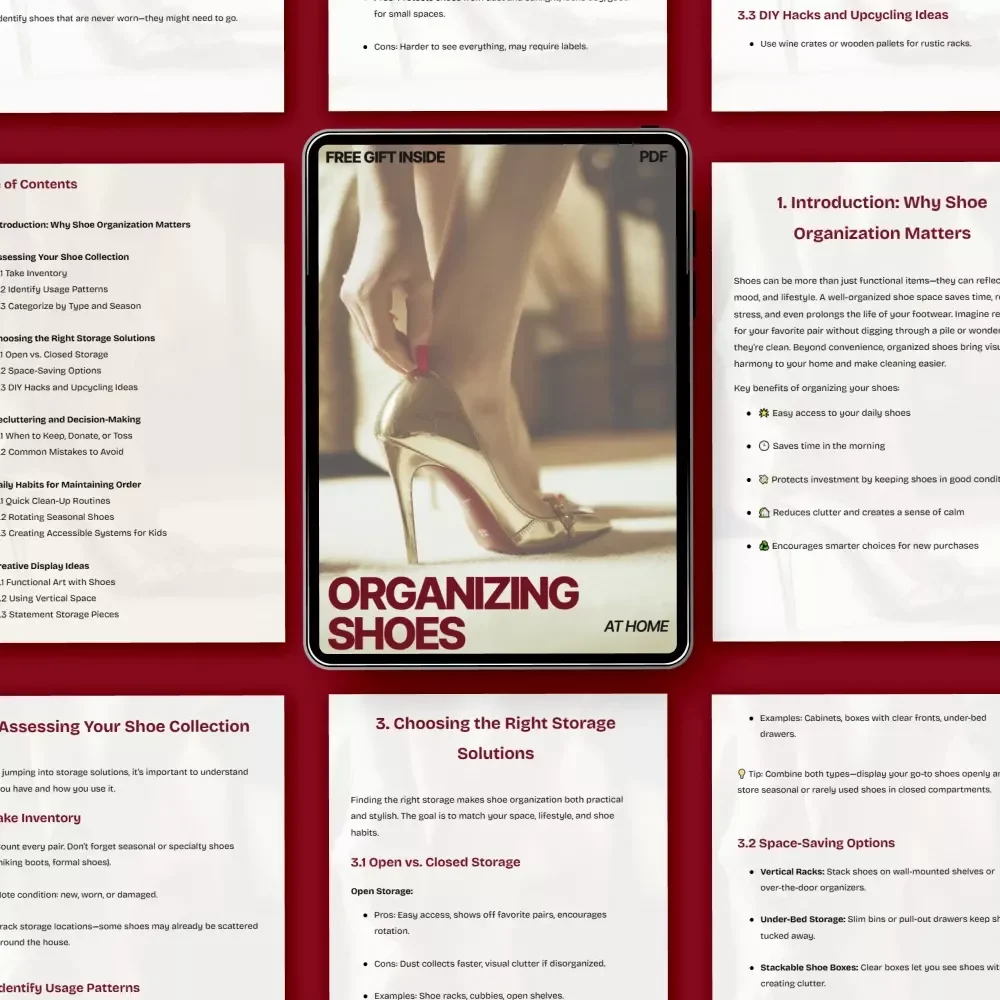 Organizing Shoes at Home – Practical eBook Guide on How to Organize Shoes Efficiently at Home, Storage Solutions, Decluttering & Stylish Displays