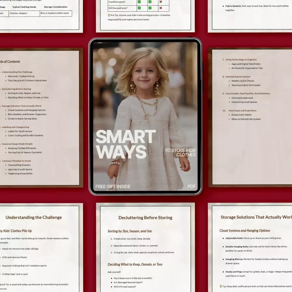 Smart Ways to Store Kids’ Clothes – Practical Ebook Guide for Parents | How to Store Kids’ Clothes Efficiently, Decluttering & Seasonal Organization