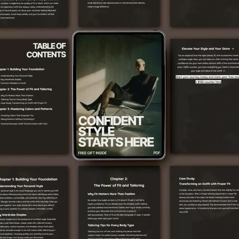 Confident Style Starts Here Ebook – A Complete Guide to Essential Pieces for Confident Style, Personal Wardrobe Building, Fit, Color & Modern Styling with AI