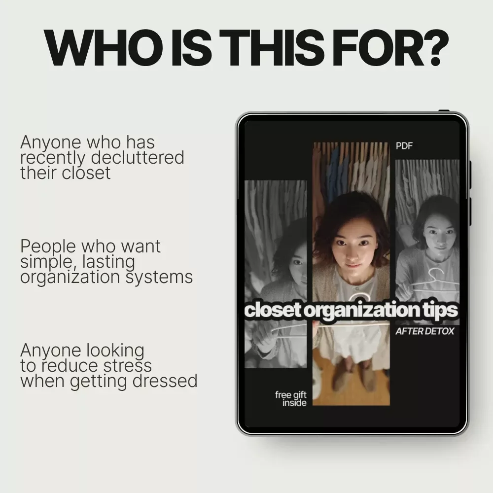 Closet Organization Tips After Detox – Practical eBook Guide for a Calm, Clutter-Free Wardrobe | Digital Download