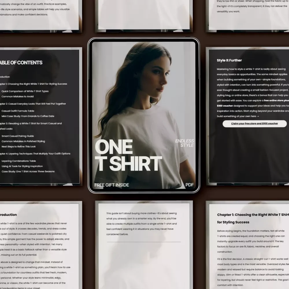 One T Shirt Endless Style – eBook Guide on How to Style a White T-Shirt in Multiple Ways | Minimal Wardrobe & Capsule Outfit Styling