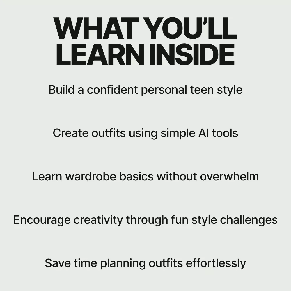 Fun Kid’s Style Ideas for Teens – Digital Download Teen Fashion Guide, eBook & Checklist with AI Outfit Inspiration