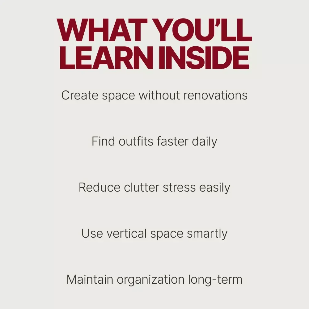 Maximize Your Small Closet Space | Practical Ebook Guide on How to Make a Small Closet Look Organized, Declutter & Store Smarter