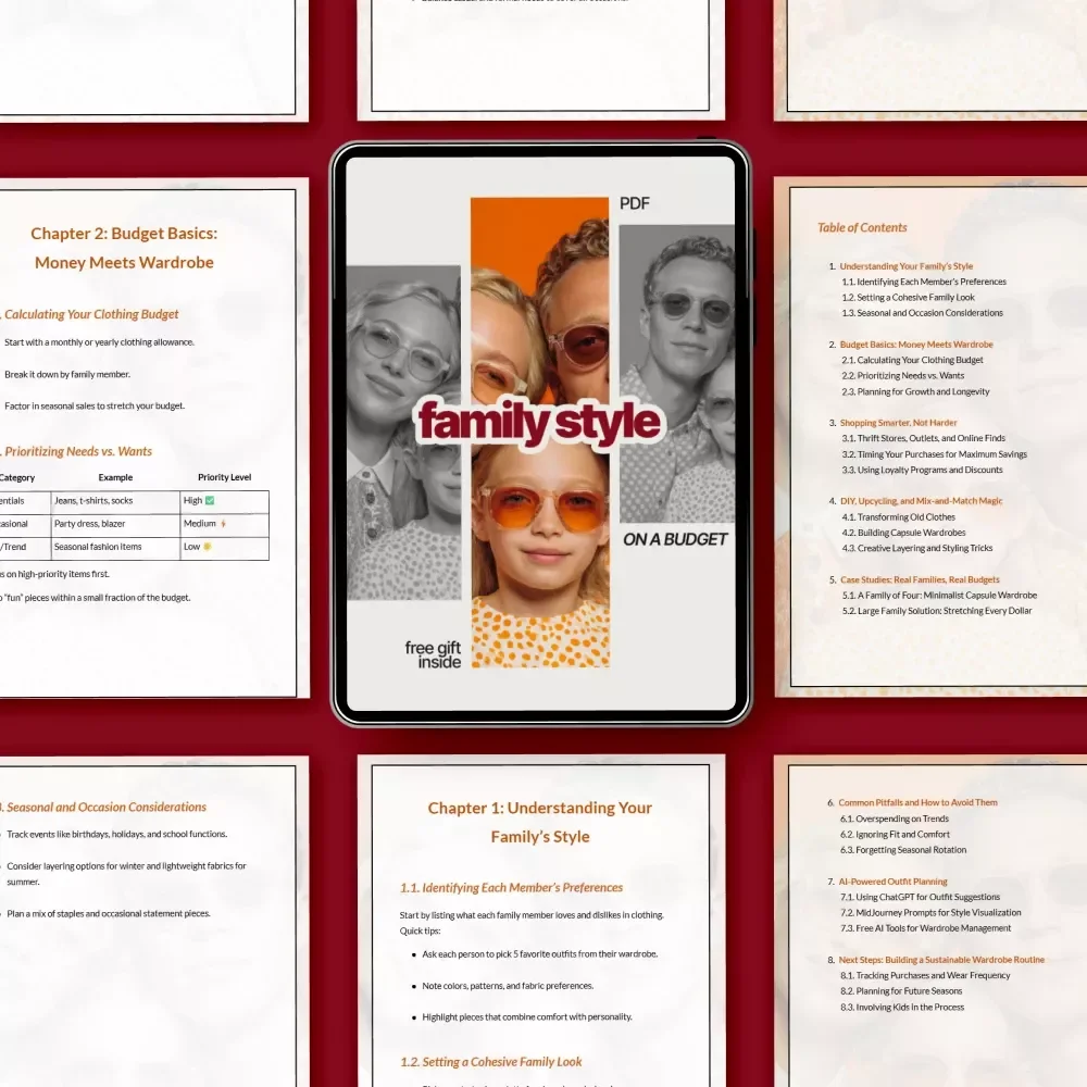 Family Style on a Budget – Affordable Family Fashion Guide, Budget Wardrobe Planner, Capsule Closet & Smart Shopping Digital Download