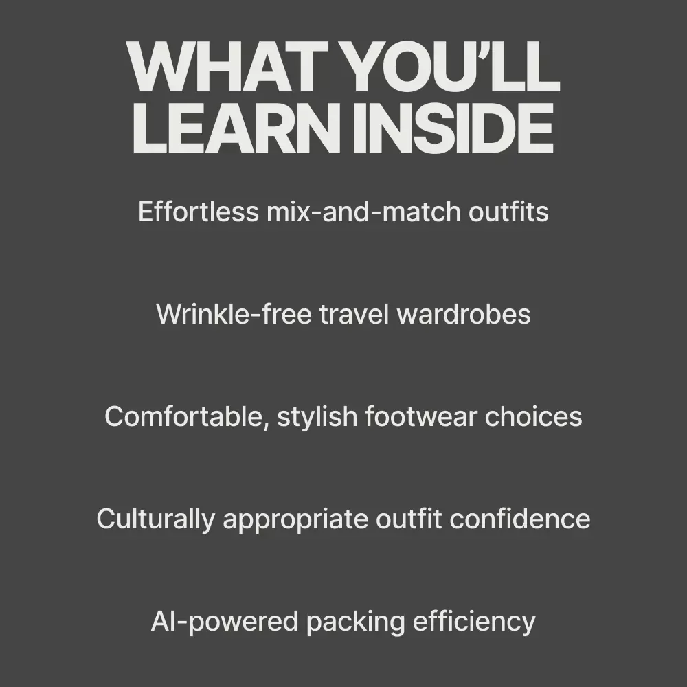 A Stylish Traveler’s Guide – Ebook on How to Dress Stylishly for Travel | Smart Packing, Capsule Wardrobe & Travel Outfit Planning