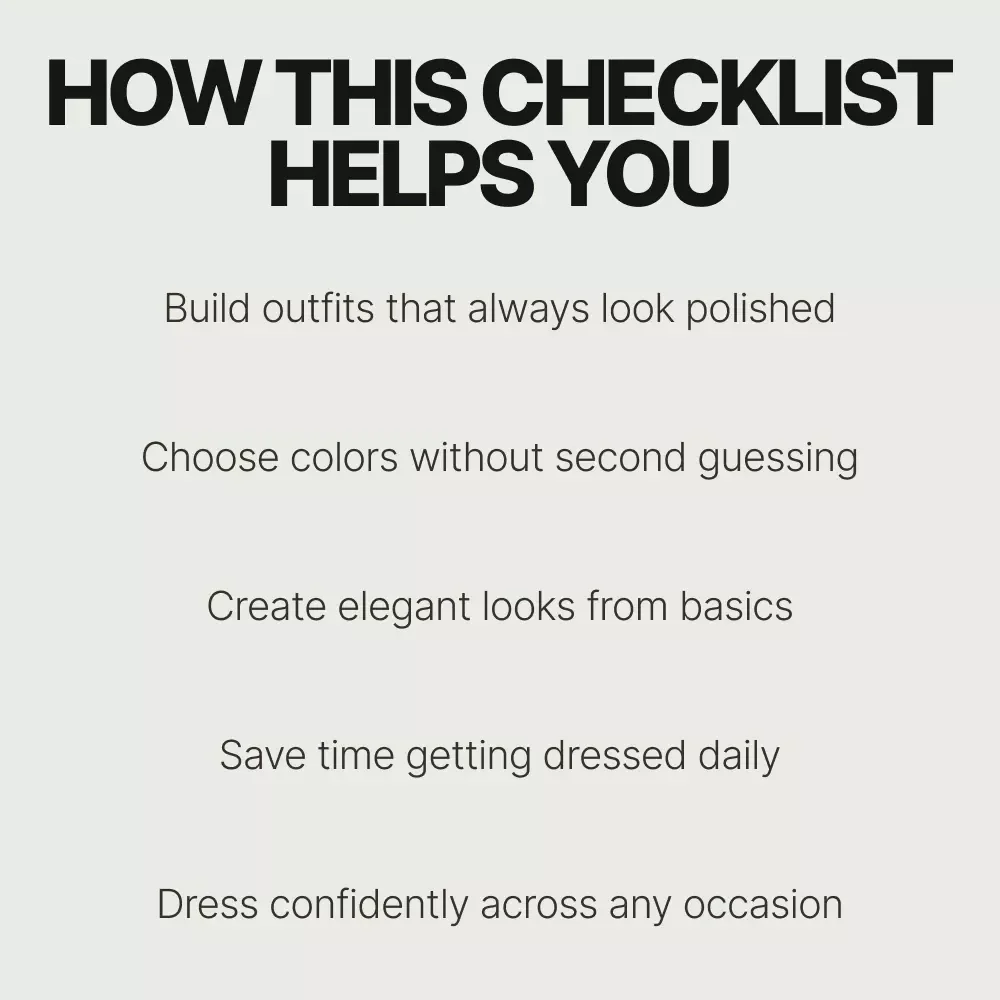 Forever Chic Outfit Color Combos Checklist | What Outfit Color Combos Are Timeless | Classic Style Digital Download
