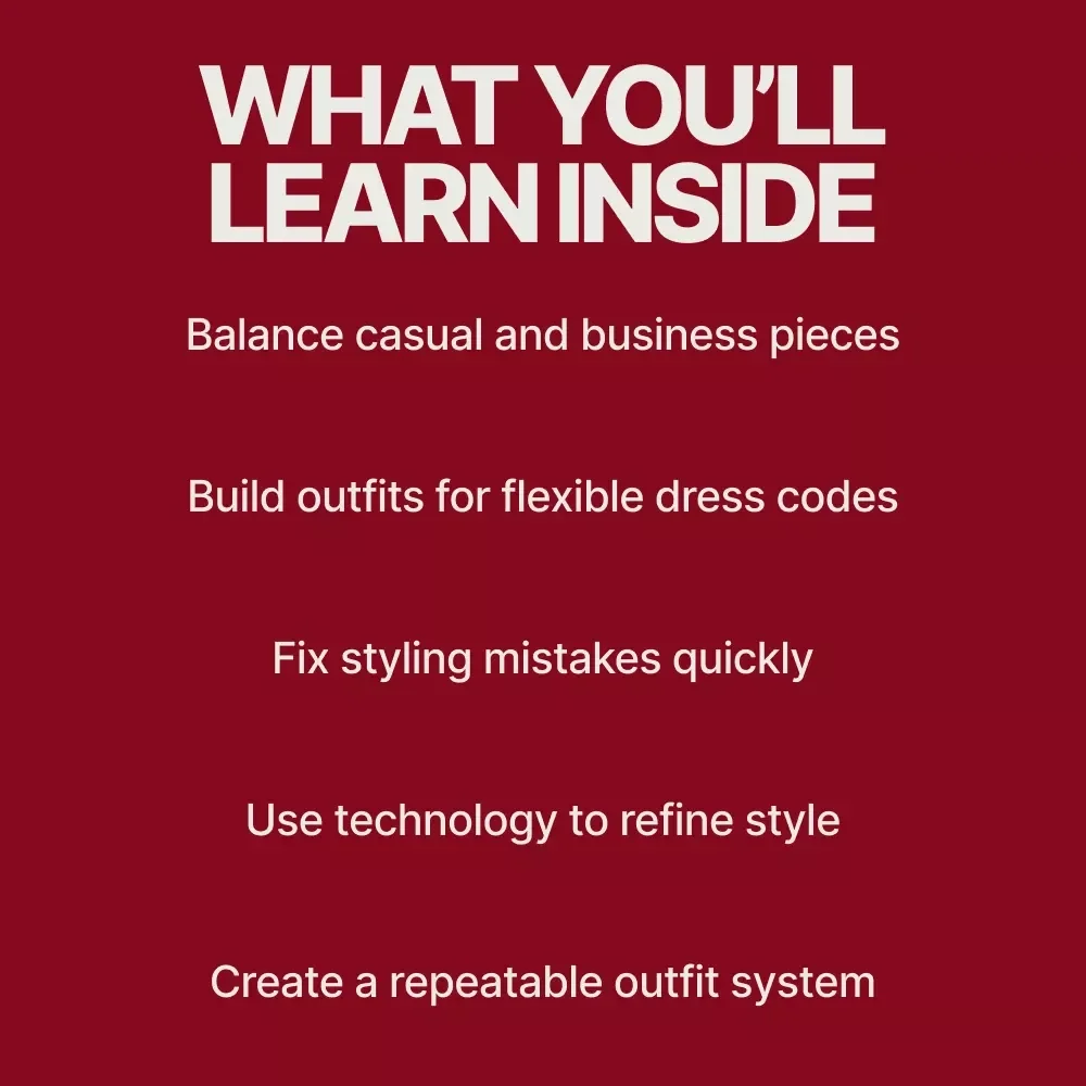 Polished Without Trying Too Hard – eBook Guide on how to combine casual and business pieces for a Modern, Effortless Work Style