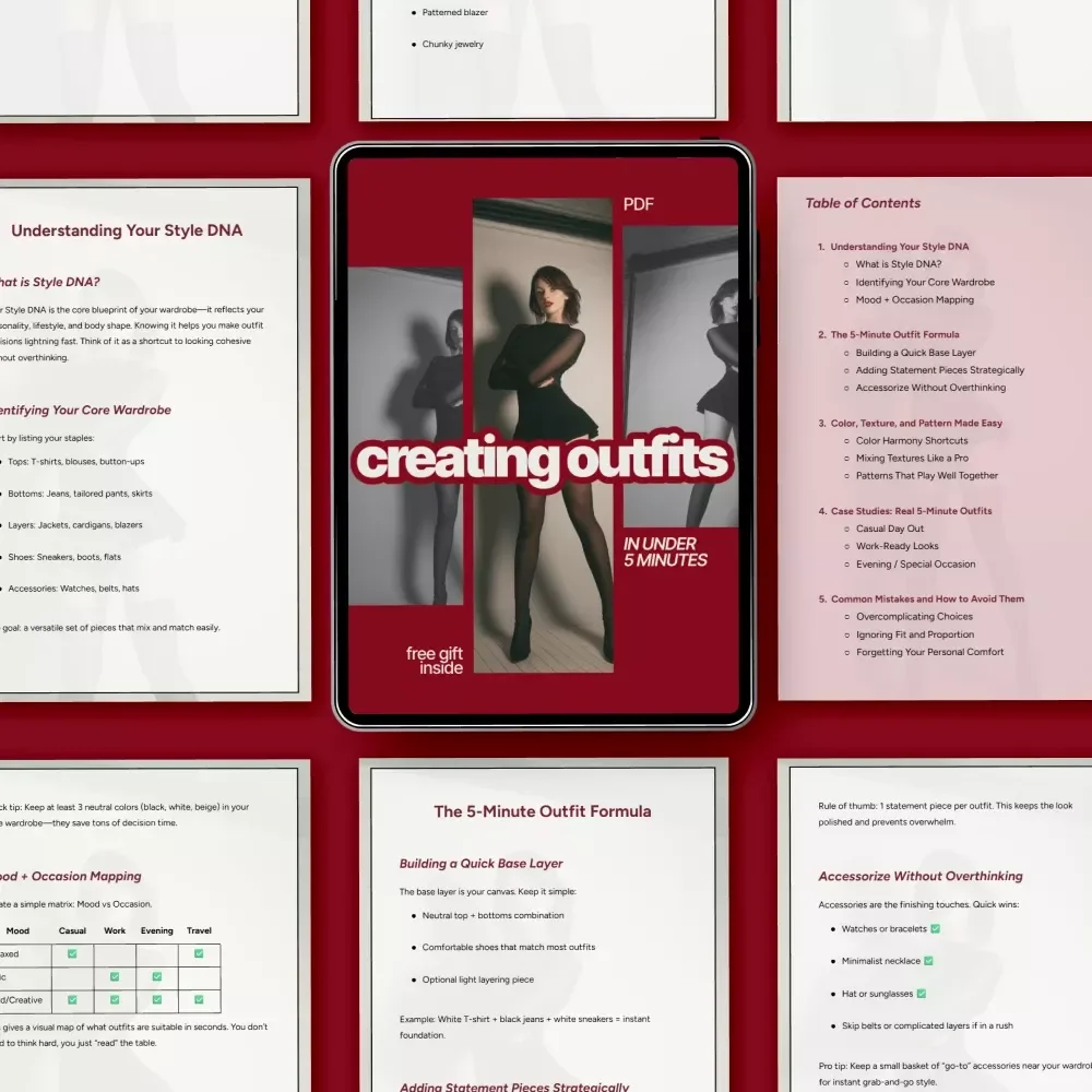 Creating Outfits in Under 5 Minutes – Easy Styling Guide, Capsule Wardrobe Planner, Everyday Outfit Formula eBook, Digital Fashion Checklist