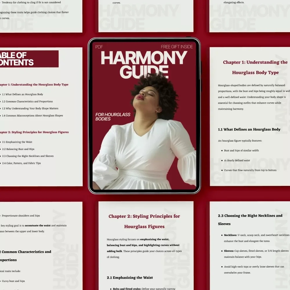 Harmony Guide for Hourglass Bodies – Style & Outfit Blueprint Answering what outfits work for hourglass body type | Digital eBook