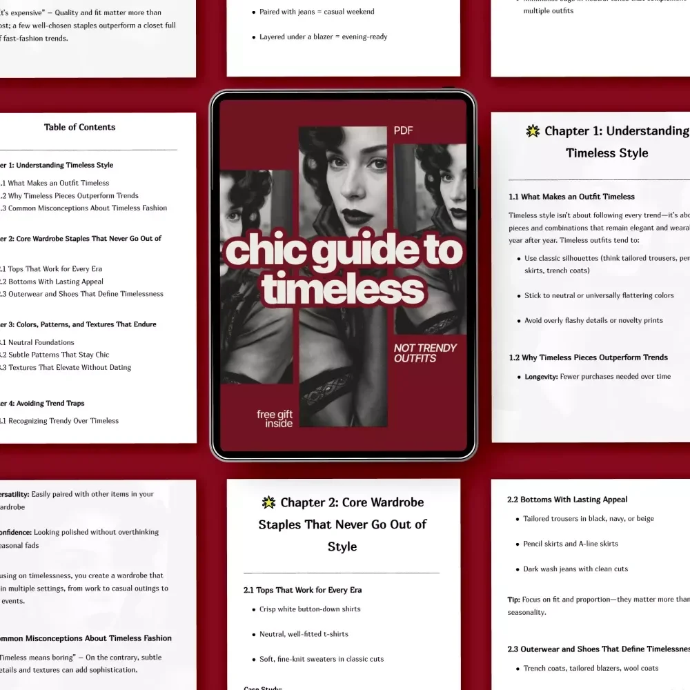 Chic Guide to Timeless, Not Trendy Outfits – Elegant Wardrobe eBook Answering What Outfits Are Timeless Not Trendy