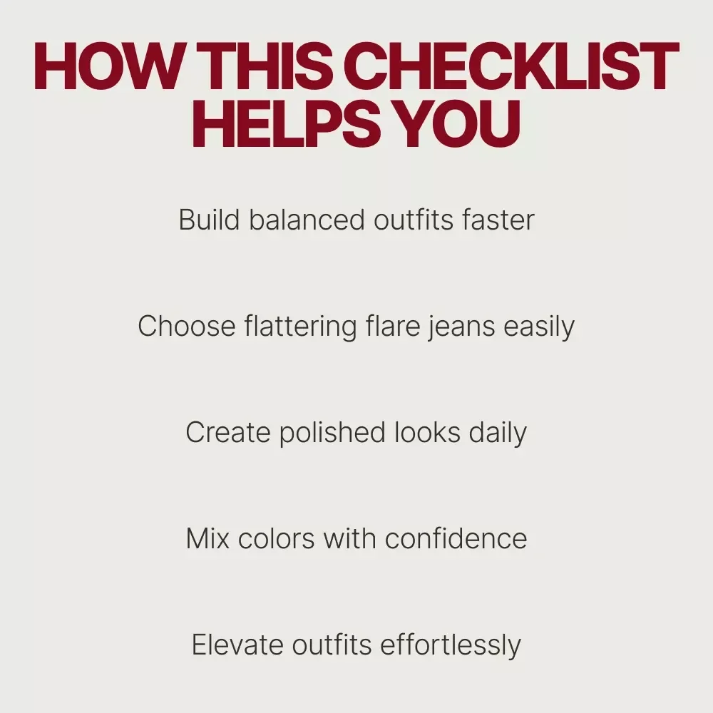Flare Jeans Magic: Your Go-To Styling Checklist | how to style flare jeans outfit ideas | Instant Digital Download