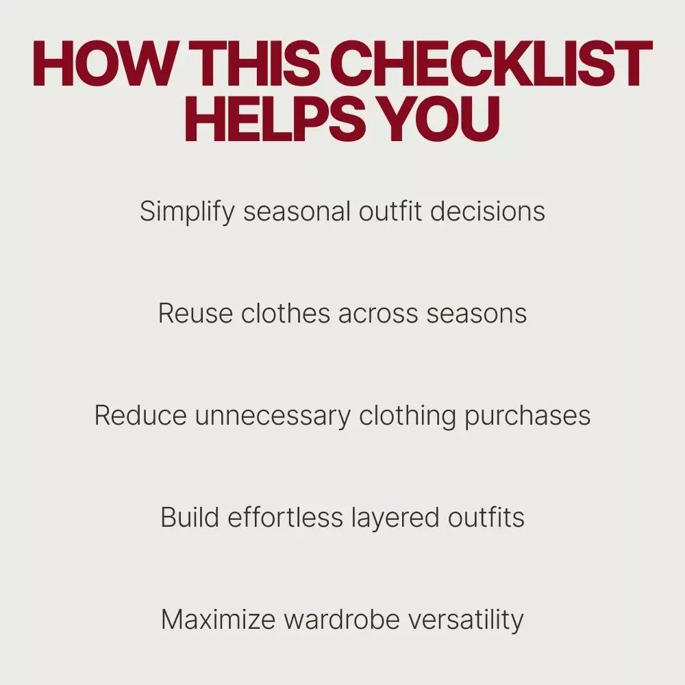 Clothes That Work Across All Seasons | All-Season Wardrobe Checklist | what clothes can be worn across seasons | Minimalist Style Digital Download