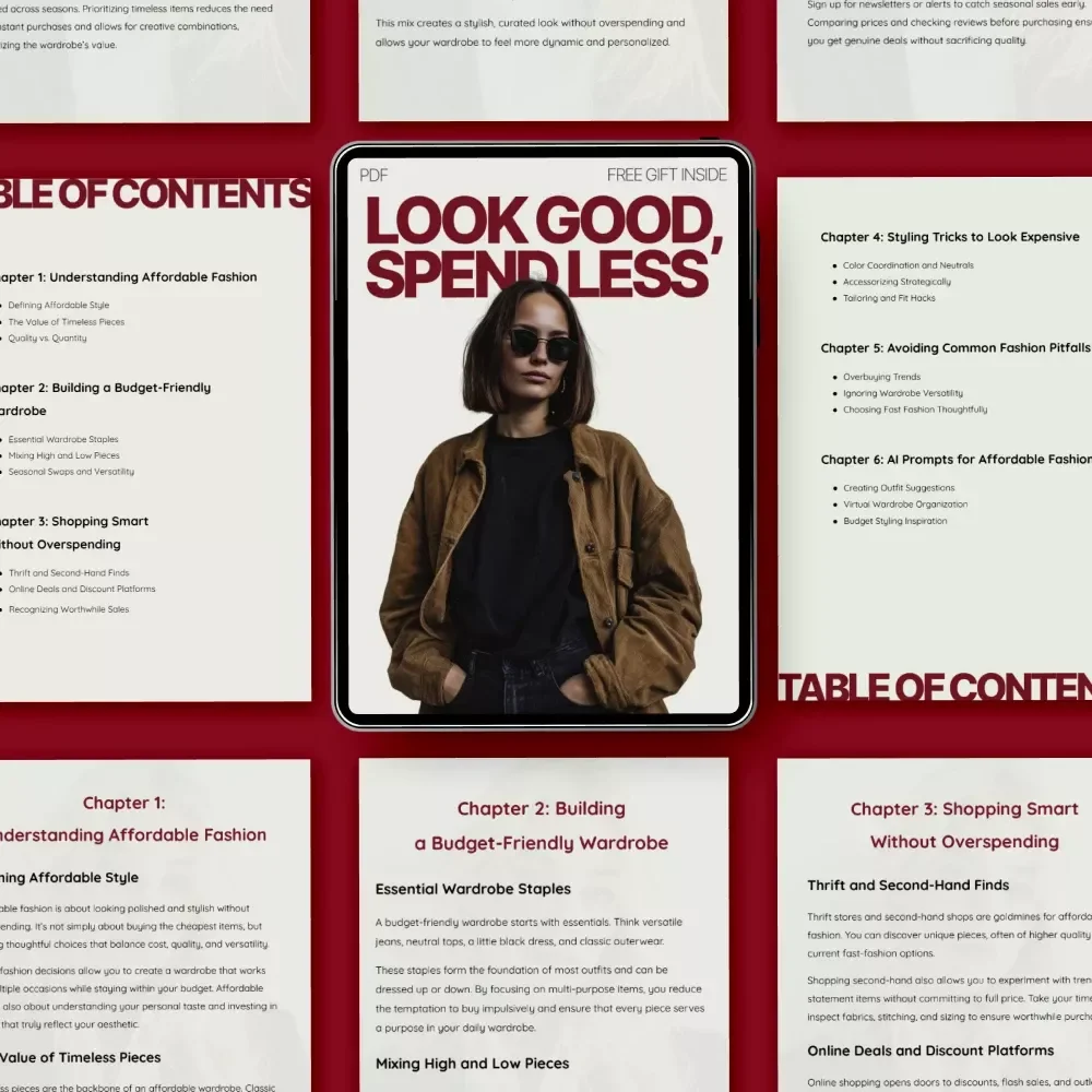 Look Good, Spend Less – Affordable Fashion Tips eBook for Budget Style, Smart Shopping & Chic Wardrobe Building