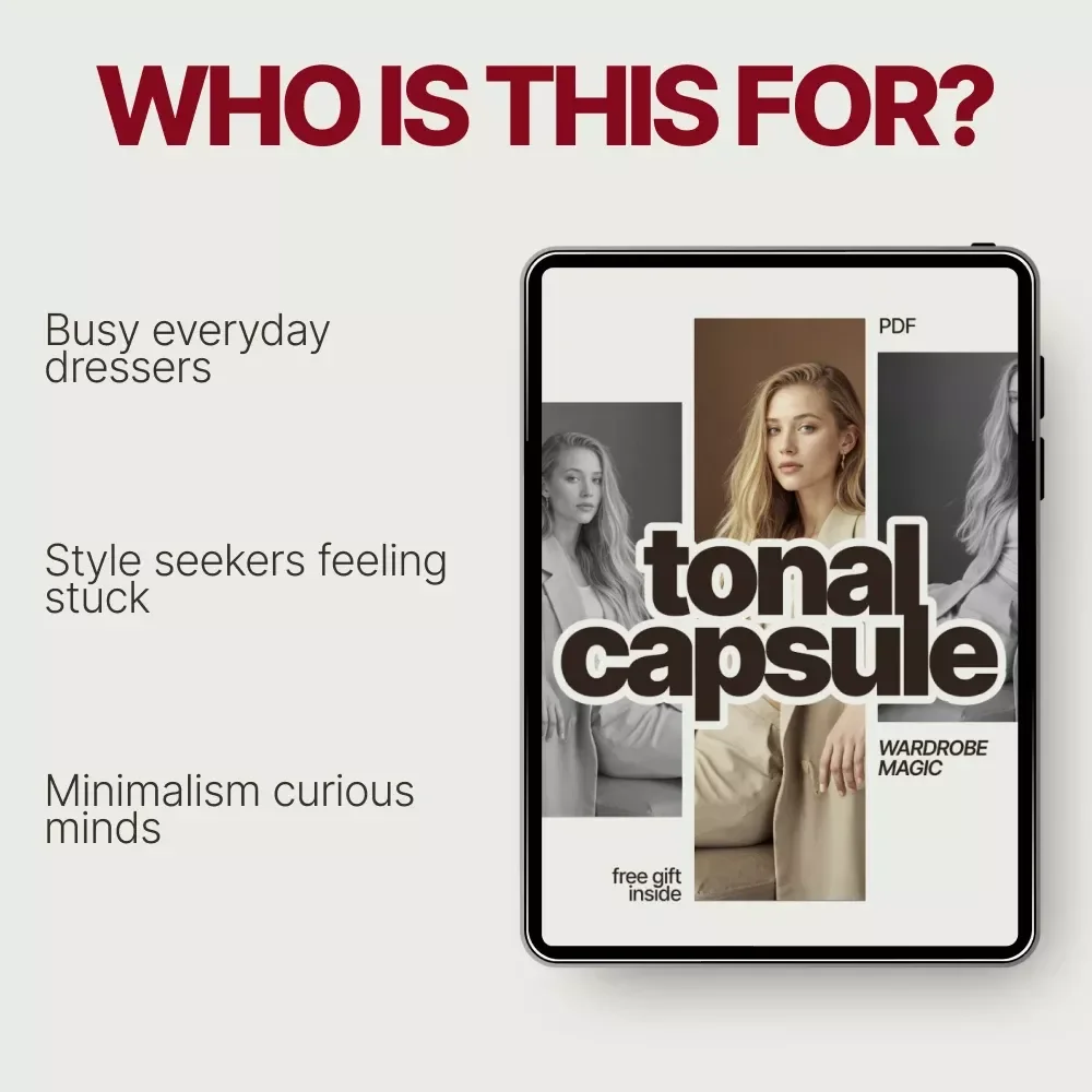 Tonal Capsule Wardrobe Magic – Ebook Guide Explaining What Is a Tonal Capsule Wardrobe Formula, Minimalist Style System, AI Styling, Effortless Outfit Planning