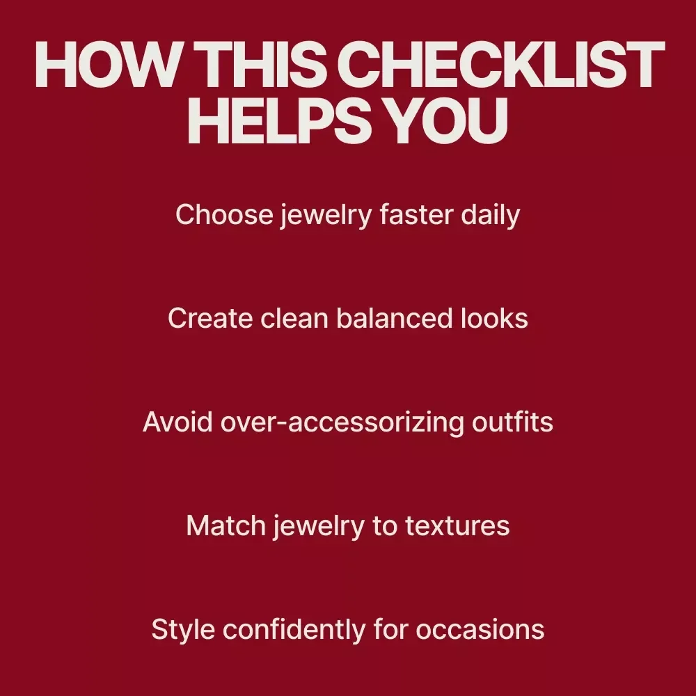 Jewelry Checklist for Clean, Chic Outfits – Minimal Jewelry Guide | What Jewelry Goes With Minimal Outfits | Effortless Everyday Style Digital Checklist