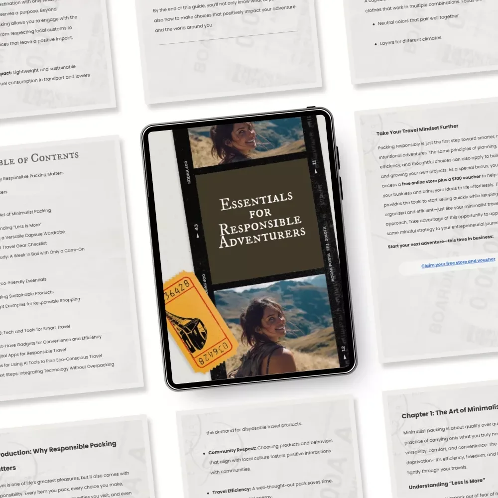 Essentials for Responsible Adventurers | Ebook Guide for packing essentials for responsible travel, Minimalist Packing Tips, Eco-Friendly Gear & Smart Travel Tools