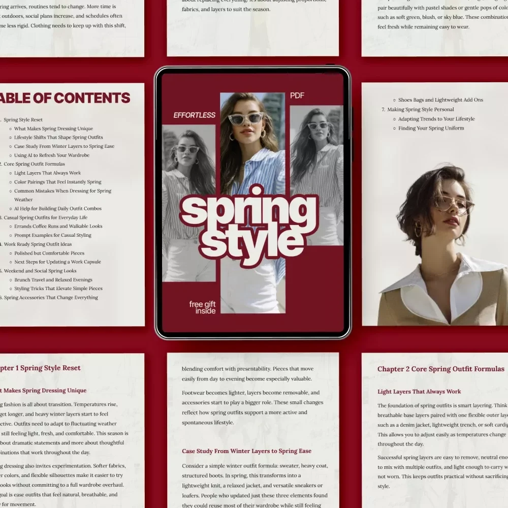 Effortless Spring Style | eBook Guide with Seasonal Outfit Ideas for Spring, Everyday & Work Looks, AI Styling Prompts