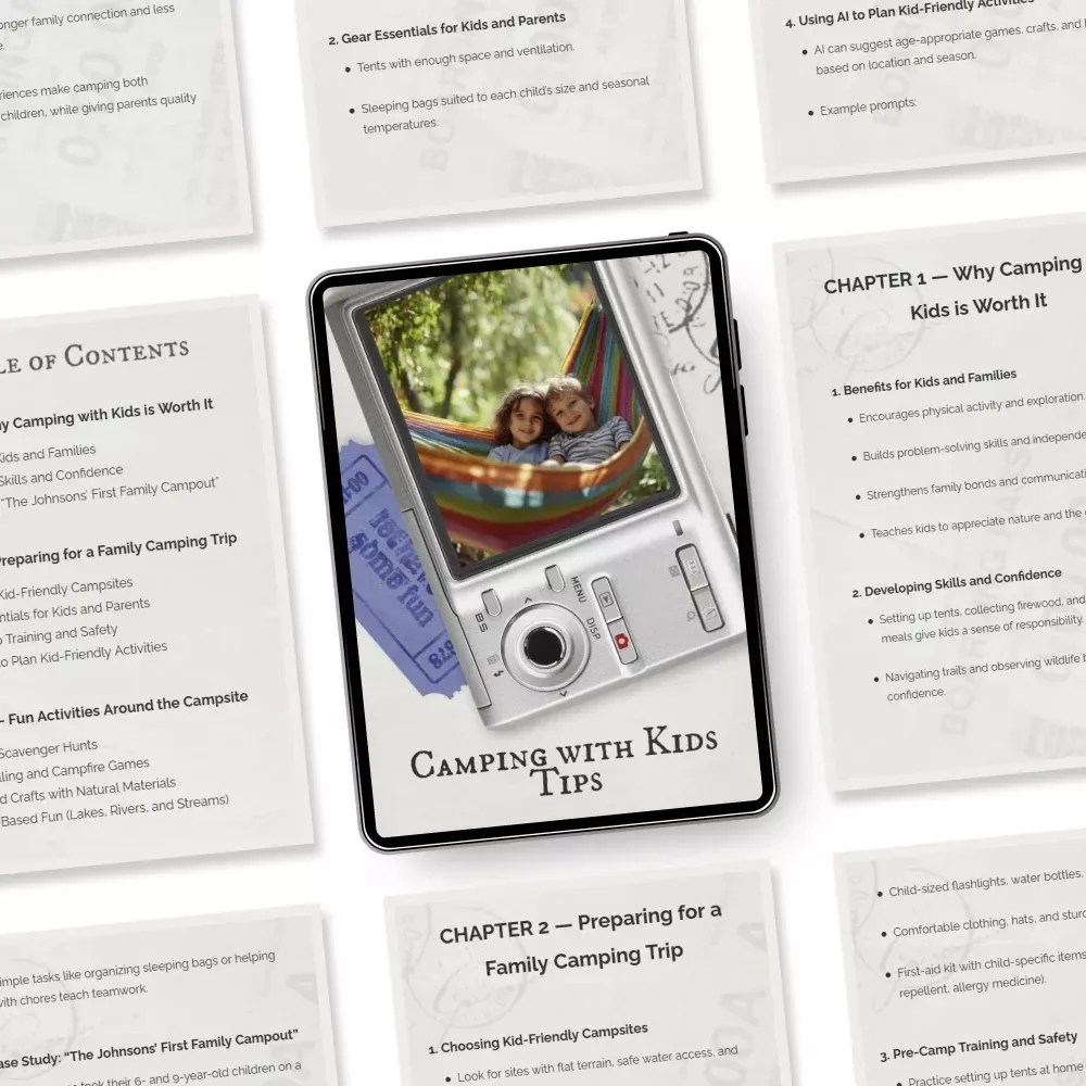 Camping with Kids Tips | Digital eBook for Families and Outdoor Adventures | Practical Camping with Kids Tips and Activities | Fun Family Guide for Safe and Memorable Trips