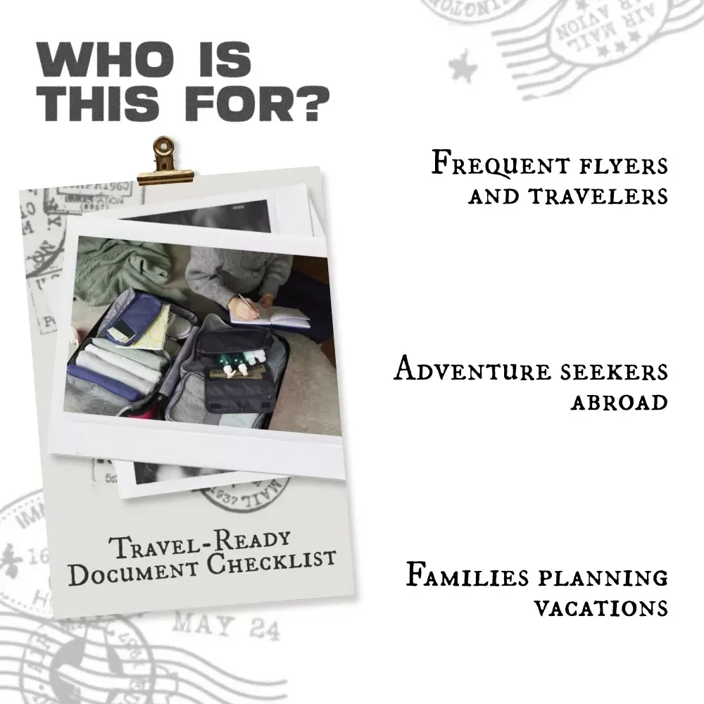 Travel-Ready Document Checklist | Printable and Digital Travel Organizer | Essential Document Checklist Before You Travel | Stress-Free Packing and Planning Guide