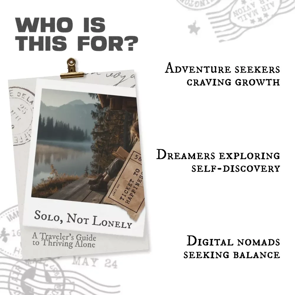 Solo, Not Lonely: A Traveler’s Guide to Thriving Alone | eBook for Confident Explorers | Best Destinations for First Time Solo Travelers, Mindset Shifts & Connection Tips