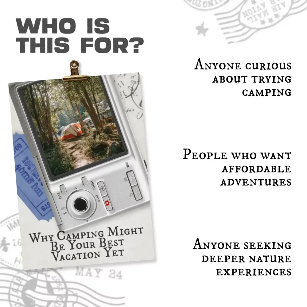 Why Camping Might Be Your Best Vacation Yet – Ultimate Camping Guide for Beginners | Outdoor Travel eBook & Adventure Planning Checklist