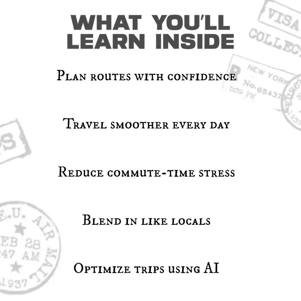 Mastering Public Transport With Ease Checklist | how to use public transport like a local | Travel Planning Guide for Confident City Navigation