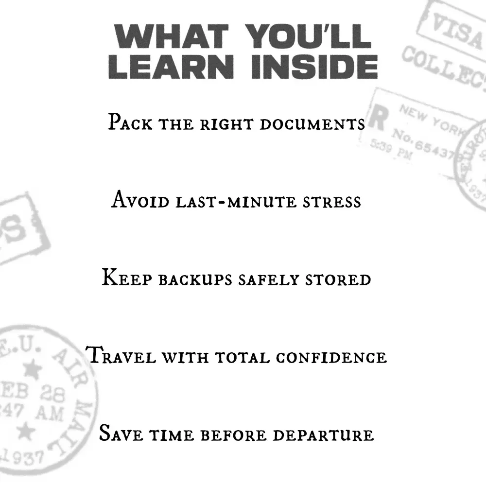 Travel-Ready Document Checklist | Printable and Digital Travel Organizer | Essential Document Checklist Before You Travel | Stress-Free Packing and Planning Guide