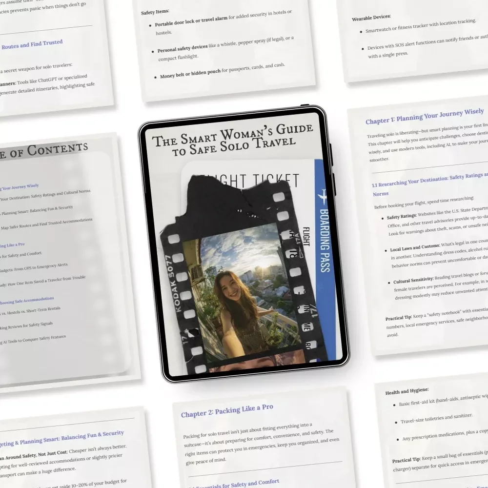 The Smart Woman’s Guide to Safe Solo Travel | eBook for Confident Independent Women | Solo Travel for Women Safety Tips, Packing, Digital Security & Confidence on the Road
