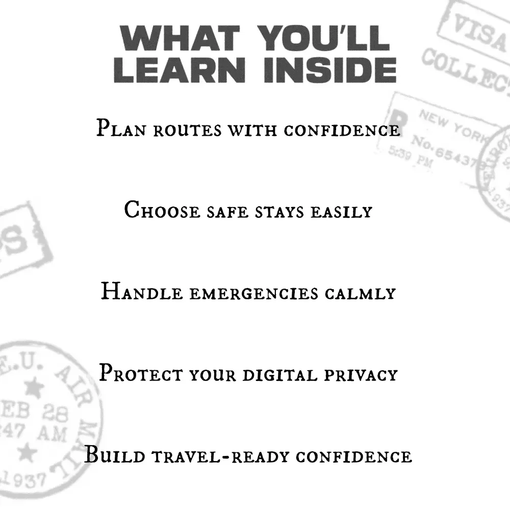 The Smart Woman’s Guide to Safe Solo Travel | eBook for Confident Independent Women | Solo Travel for Women Safety Tips, Packing, Digital Security & Confidence on the Road