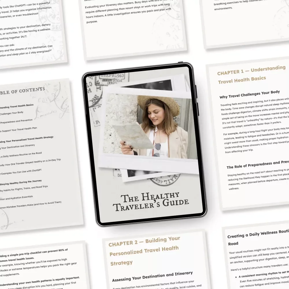 The Healthy Traveler’s Guide | Digital Wellness Guide for How to Stay Healthy When Traveling | Travel Health Tips, AI Prompts & Real-Life Case Studies