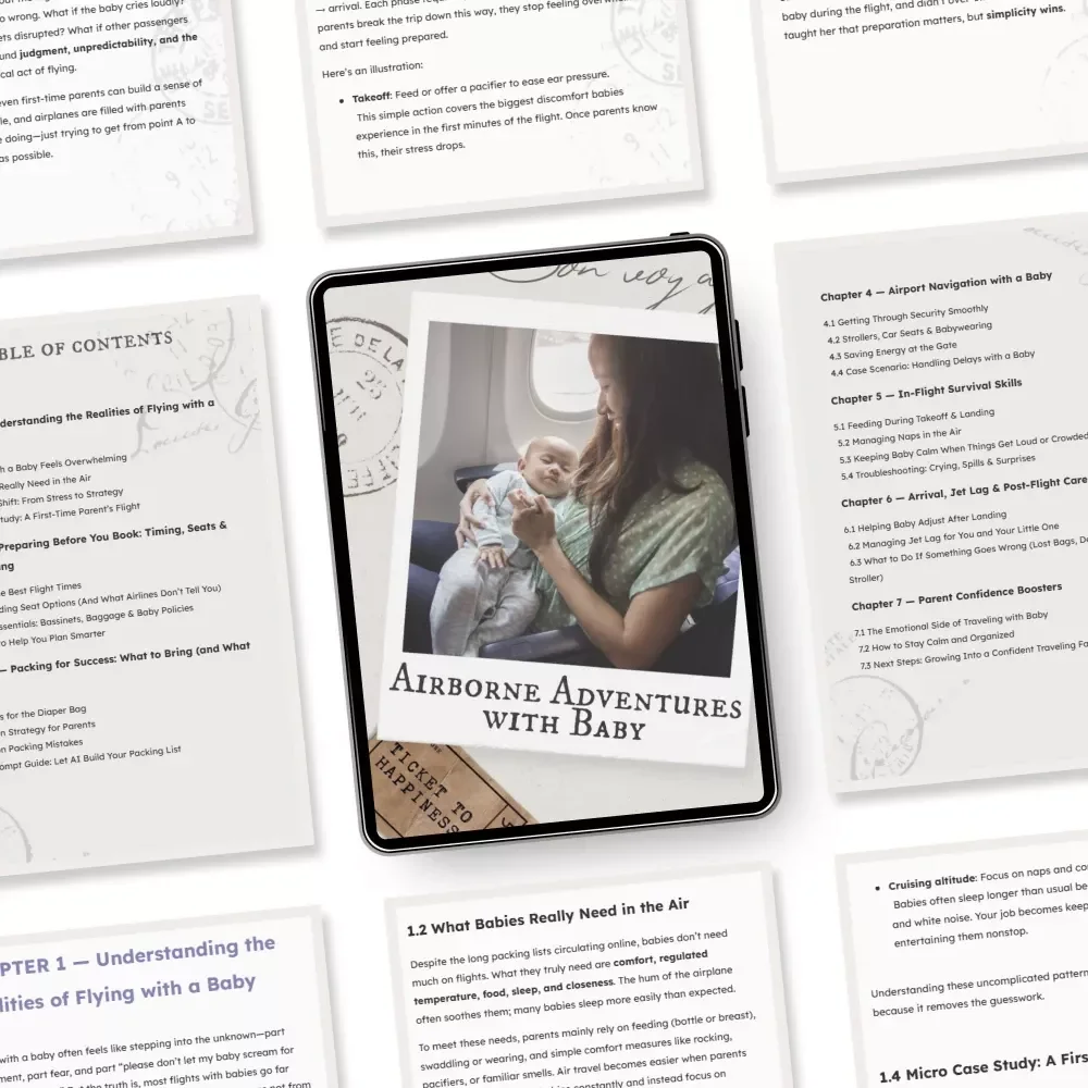 Airborne Adventures with Baby | Digital eBook Guide for Parents | Practical Tips on How to Fly with a Baby | Stress-Free Family Travel Made Simple