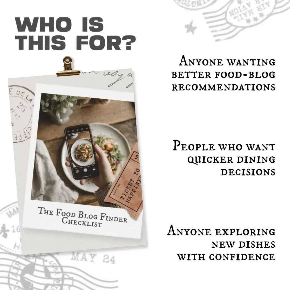 The Food Blog Finder Checklist – Ultimate Printable Checklist for Food Lovers | How to Use Food Blogs to Find Good Food | Digital Download