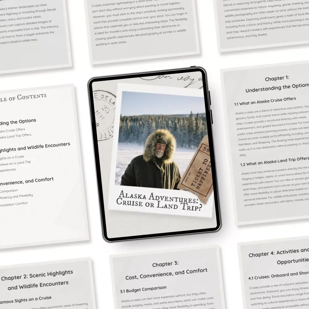 Alaska Adventures: Cruise or Land Trip? | Alaska Cruise or Land Trip Which Is Better – Complete Planning eBook for First-Time & Returning Travelers