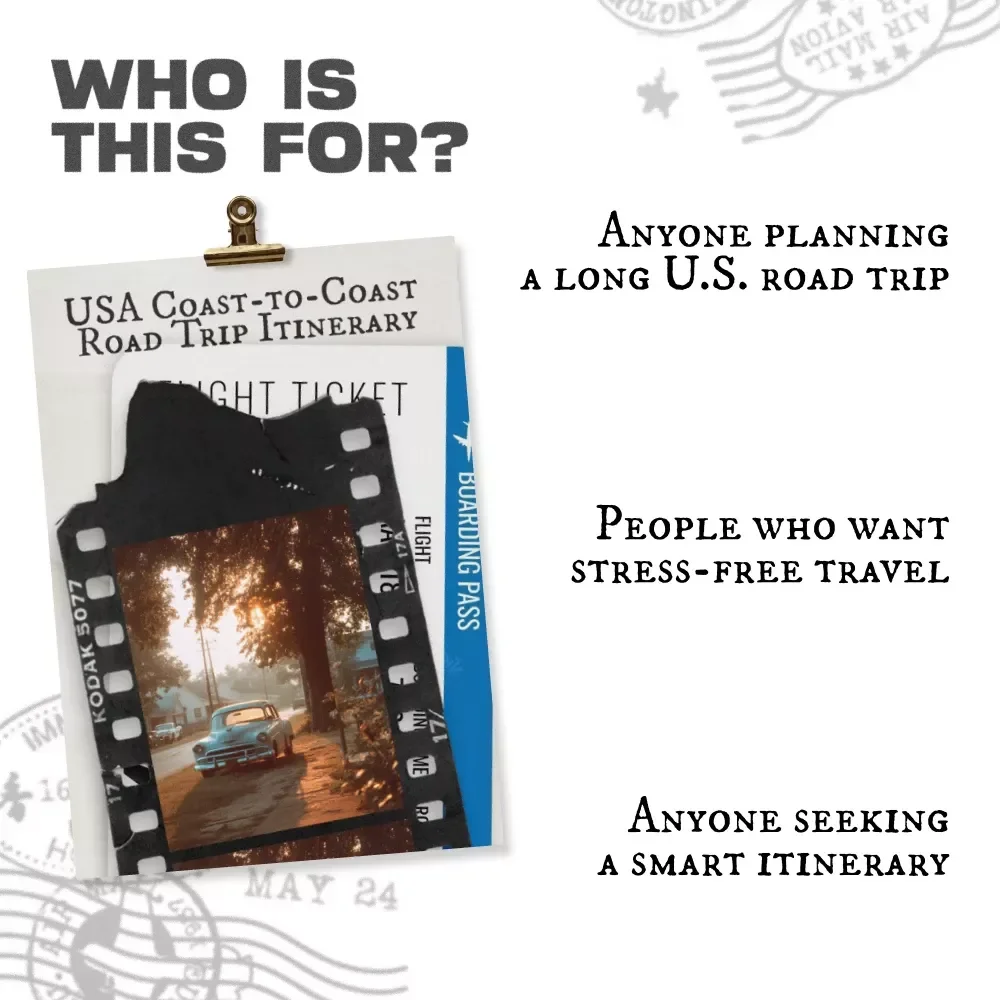 USA Coast-to-Coast Road Trip Itinerary | Ultimate Cross-Country eBook Guide for Epic Travel Planning | Printable Route Planner