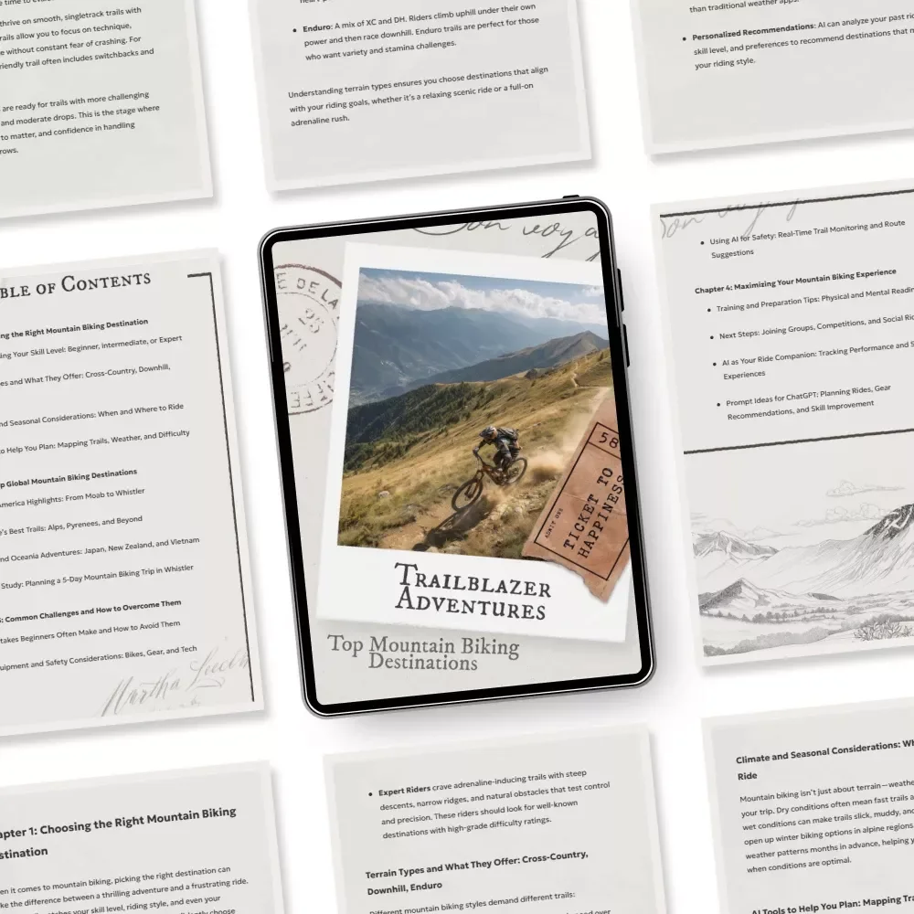 Trailblazer Adventures: Top Mountain Biking Destinations | Ultimate Guide for Riders | Mountain Biking Destinations Travel eBook