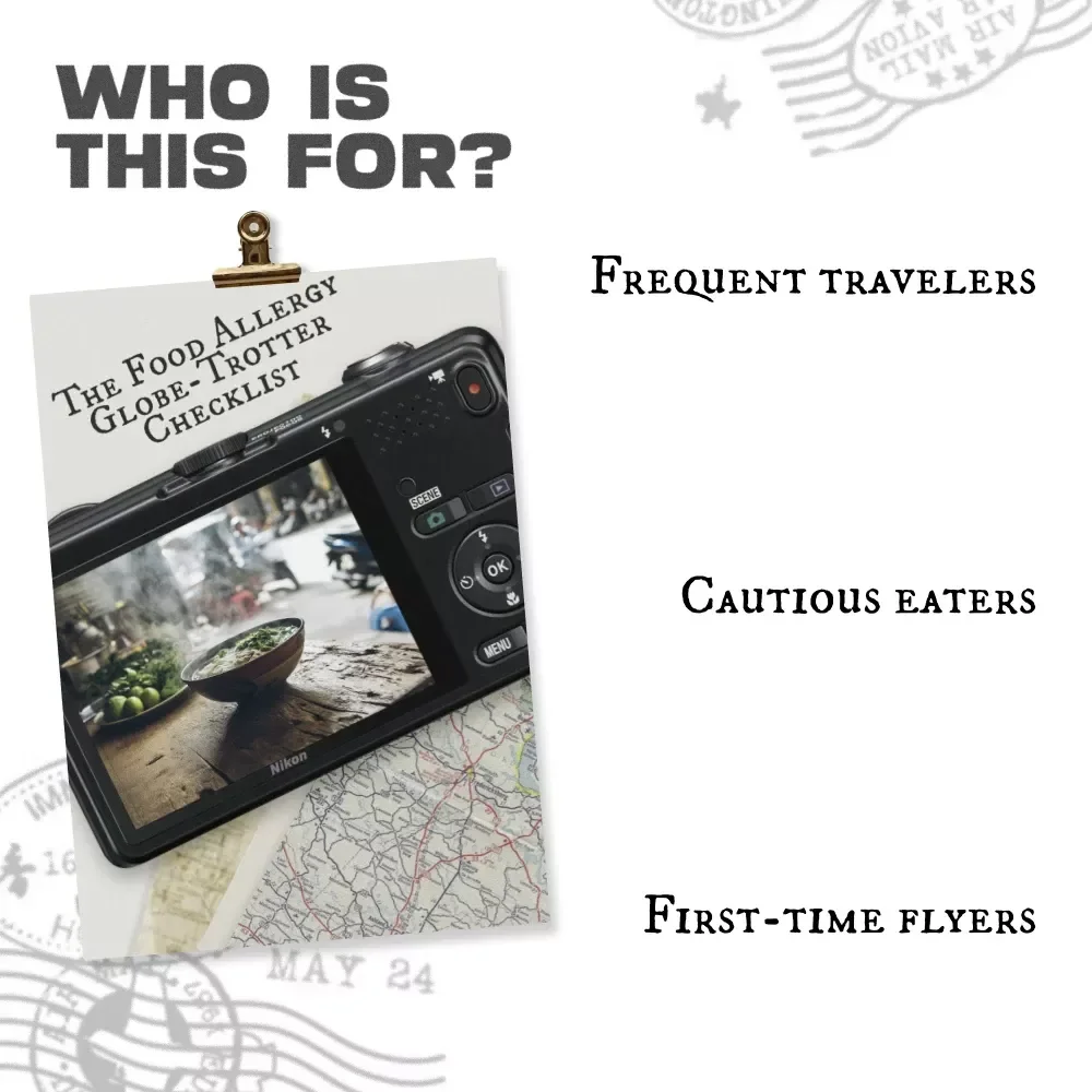 The Food Allergy Globe-Trotter Checklist | Digital Travel Checklist for food allergies traveling safely | Instant Download